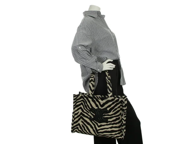 Celine Large Natural and Black Canvas Triomphe Cabas Tote in Black Canvas from Ann's Fabulous Finds, photo 9 of 9