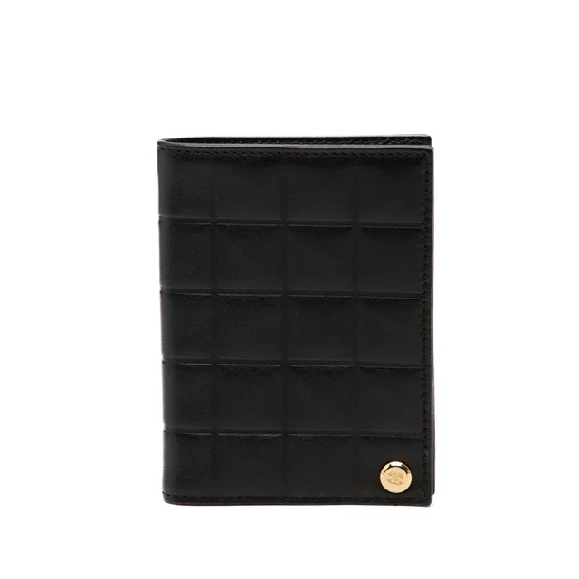 Black Chanel CC Chocolate Bar Lambskin Card Holder in Black Lambskin from Designer Revival