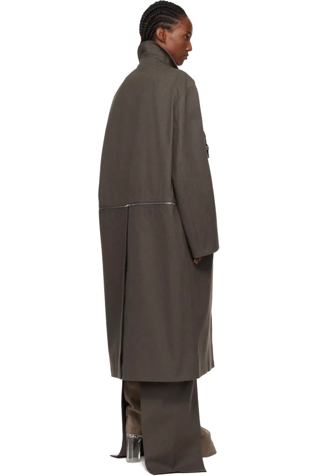 Rick Owens Gray Concordians Runway Blixa Jumbo Mac Coat, photo 3 of 5 from SSENSE
