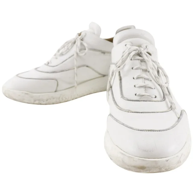 Hermès Volte Reflective Sneakers 192508ZH Leather White Vault in White Leather from Elady