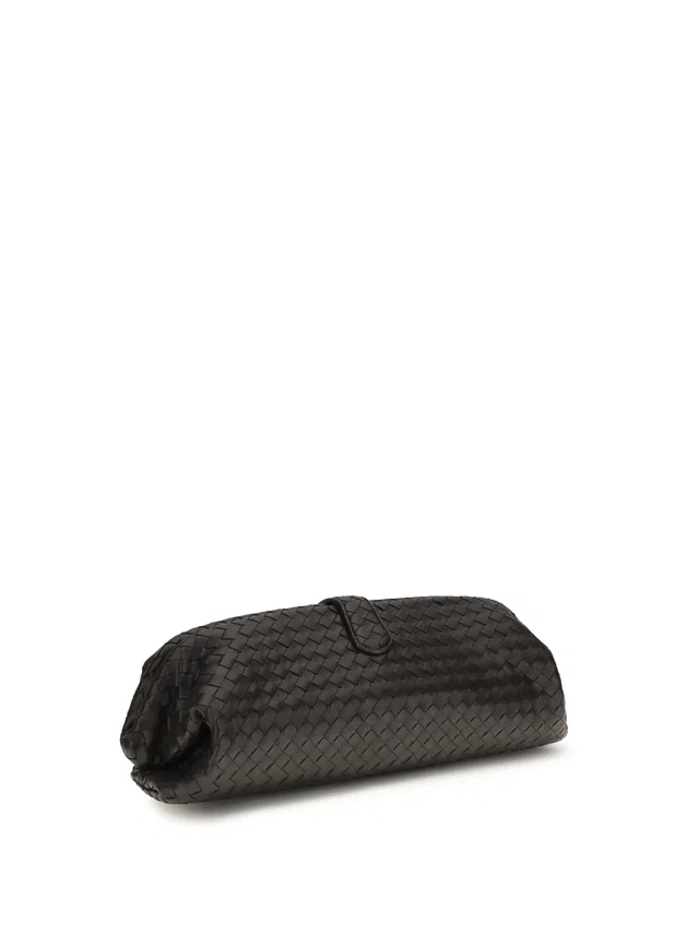 Bottega Veneta Intrecciato Weave Lamb Leather Clutch — Espresso in Lambskin from HEWI