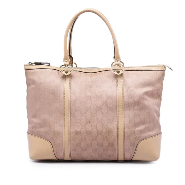 Pink Gucci GG Metallic Canvas Lovely Tote in Pink Canvas from Designer Revival