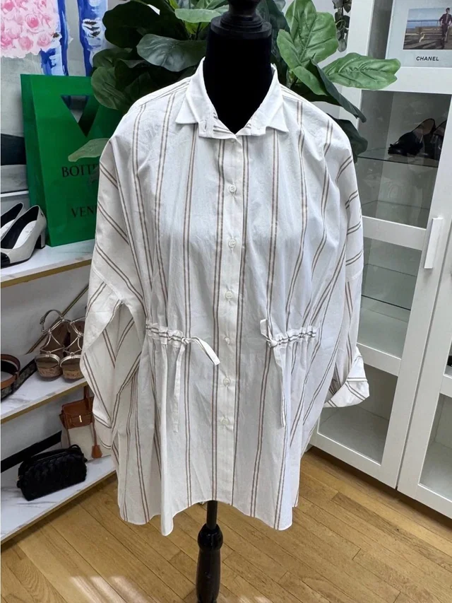 Brunello Cucinelli White Shirt With Brown Stripes Size M in red|white|brown from Poshmark
