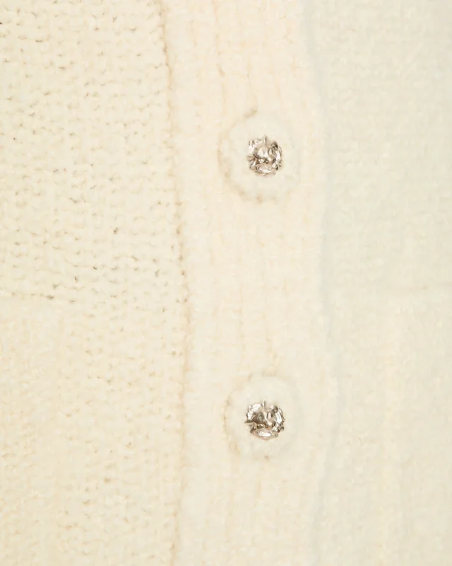 Chanel Ivory Knitted Cashmere Cardigan with Ruched Sleeve Detail Size FR 34 (UK 6) in White Cashmere from Sellier, photo 2 of 2