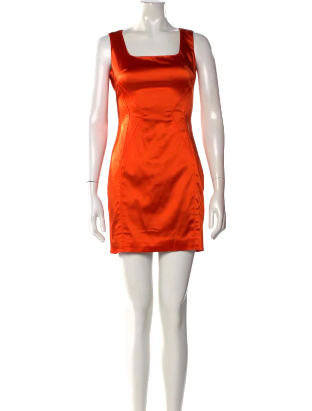 Dolce & Gabbana Satin Mini Dress in orange Satin from The RealReal