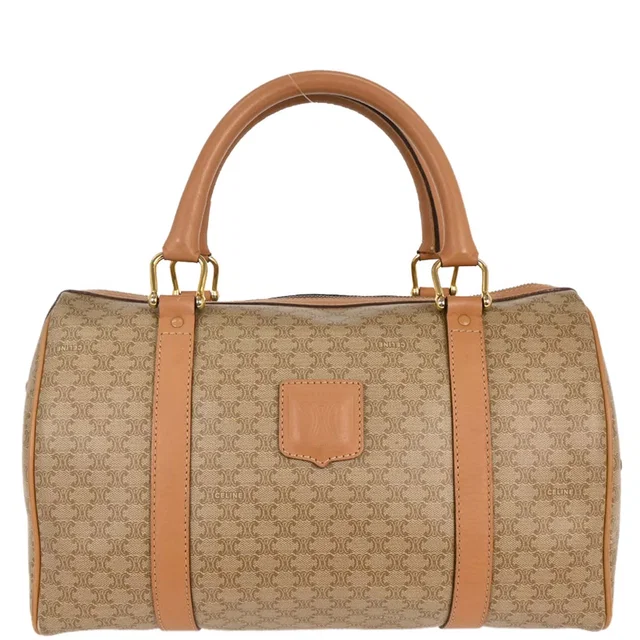 Celine Beige Macadam Duffle Handbag in Beige Leather from AMORE Vintage Tokyo