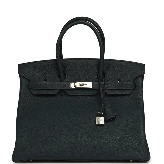 Hermès Birkin 35 Vert Rousseau Togo Palladium Hardware in Green Togo leather from Madison Avenue Couture
