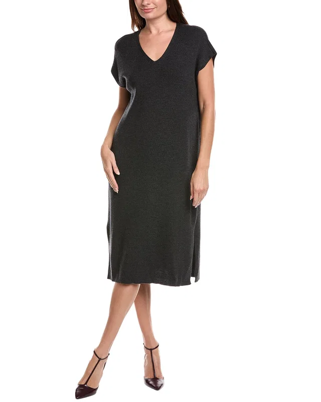 EILEEN FISHER Petite V-Neck Wool Sweaterdress, image 1 of 1 from Gilt