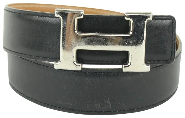 Hermès 32mm Reversible H Logo Belt Kit Black x Brown x Silver in Black Leather from Bagriculture