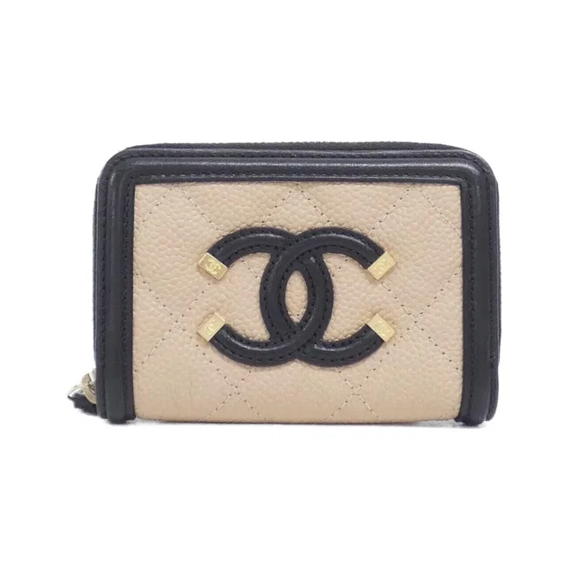 Chanel Coin Case Coin Purse Beige in Beige Caviar leather from The Reluxe