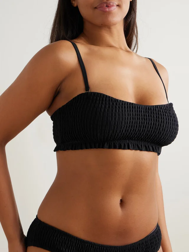 ULLA JOHNSON Marseille smocked bikini top in Black, photo 2 of 2 from NET-A-PORTER (Canada)