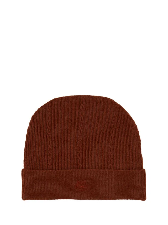 Etro Waqa0016_av393m0174 Logo-Embroidered Wool Blend Beanie — Red Beanies in Red Wool from HEWI