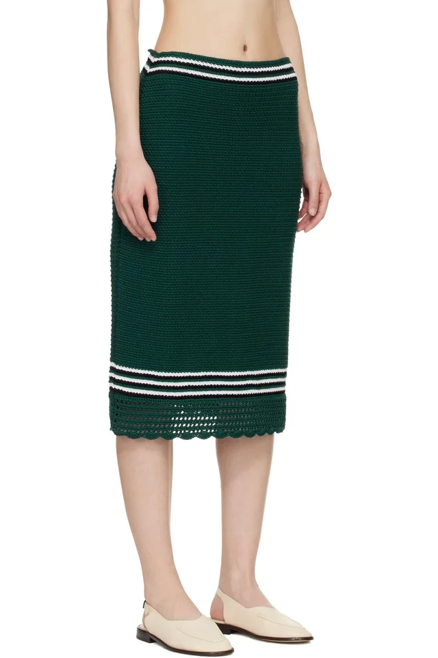 B.B. Wallace Green Kienholz Midi Skirt, photo 2 of 4 from SSENSE
