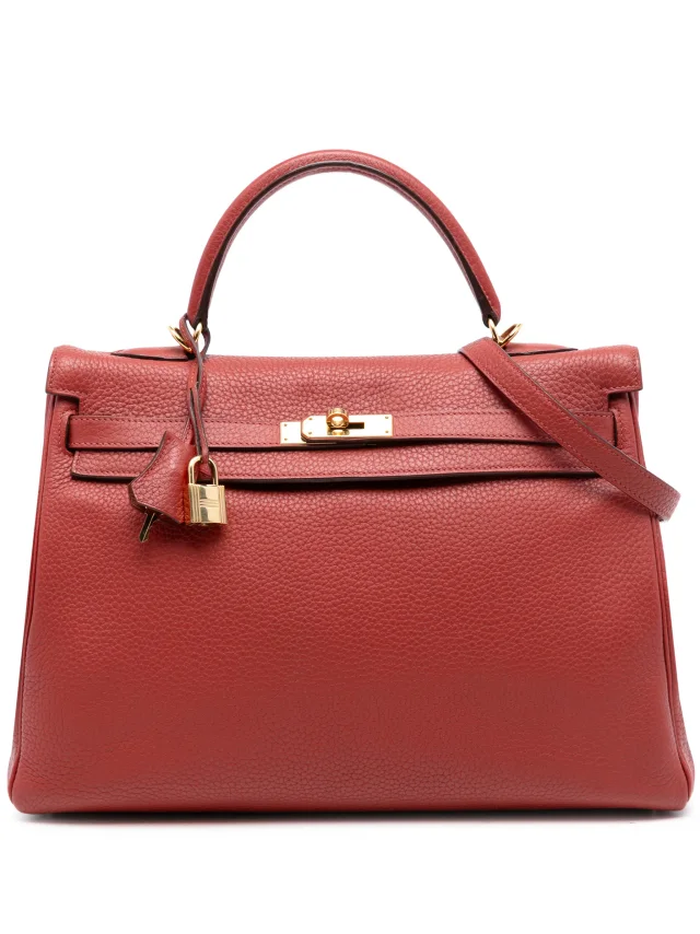 Hermès Pre-Owned 2009 Togo Kelly II Retourne 35 Satchel | Red | FARFETCH in Red Togo leather from Farfetch, photo 1 of 1