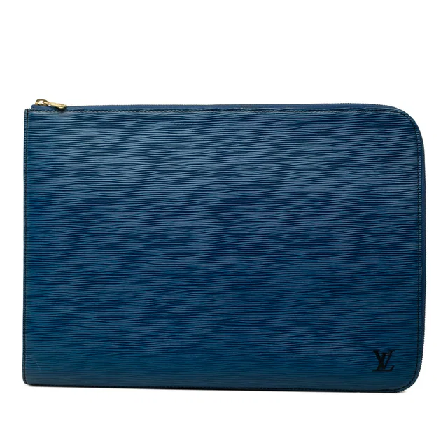 Blue Louis Vuitton Epi Poche Documents Portfolio Business Bag in Blue Leather from Designer Revival
