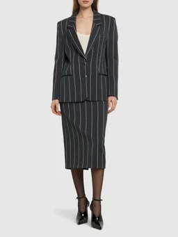 Alessandra Rich Short double-breasted striped jacket in 80% Virgin Wool, 20% Polyamide, photo 2 of 5 from LUISAVIAROMA