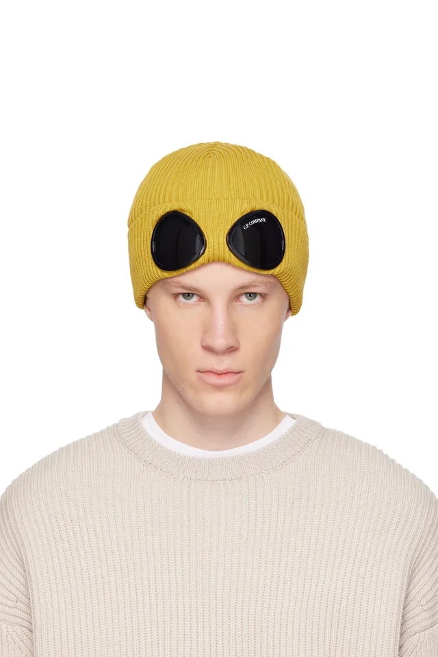 Yellow Cotton Goggle Beanie