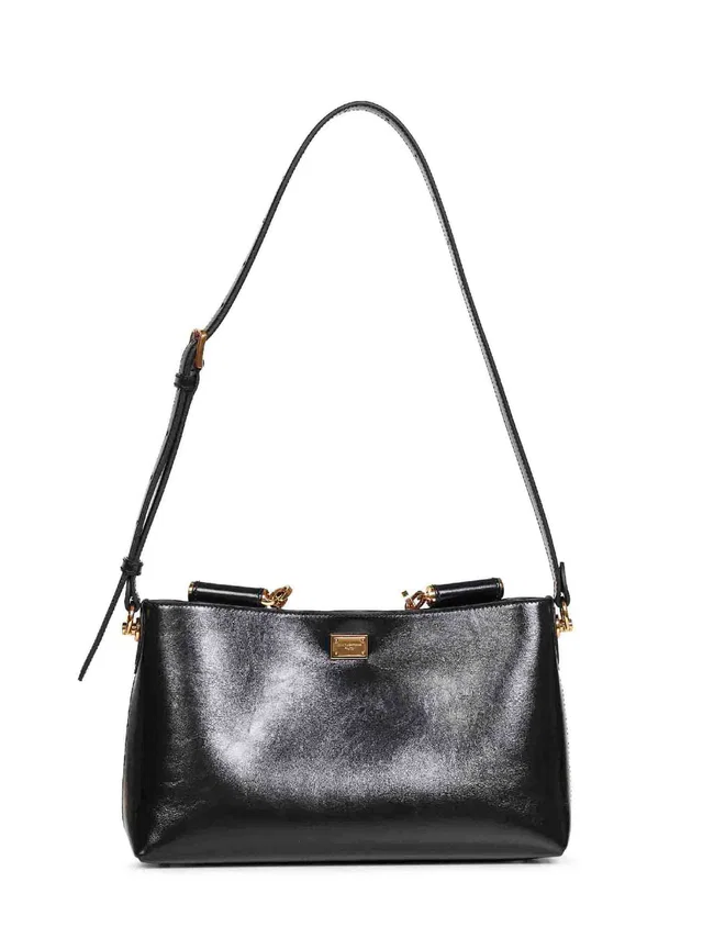 Dolce & Gabbana Polished Calf Leather Shoulder Bag — Black in Black Calfskin from HEWI