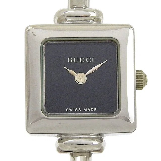 Gucci Stainless Steel Quartz Analog Display Black Dial Watch in Black from The Reluxe