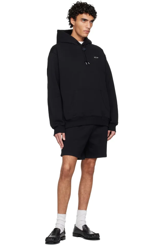 Casablanca Black Warped Logo Sweat Shorts, photo 4 of 4 from SSENSE