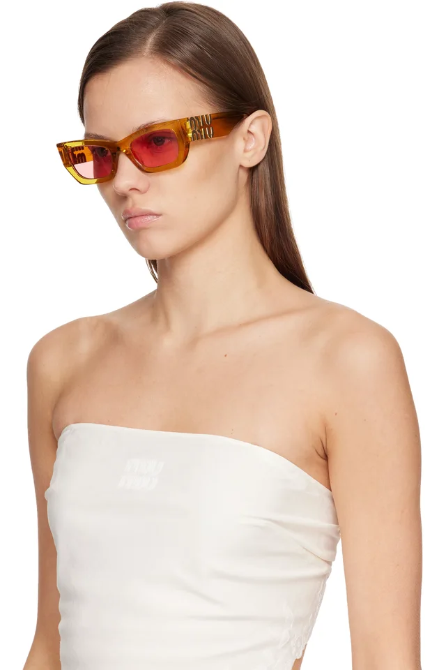 Miu Miu Eyewear Yellow Miu Glimpse Sunglasses, photo 4 of 4 from SSENSE