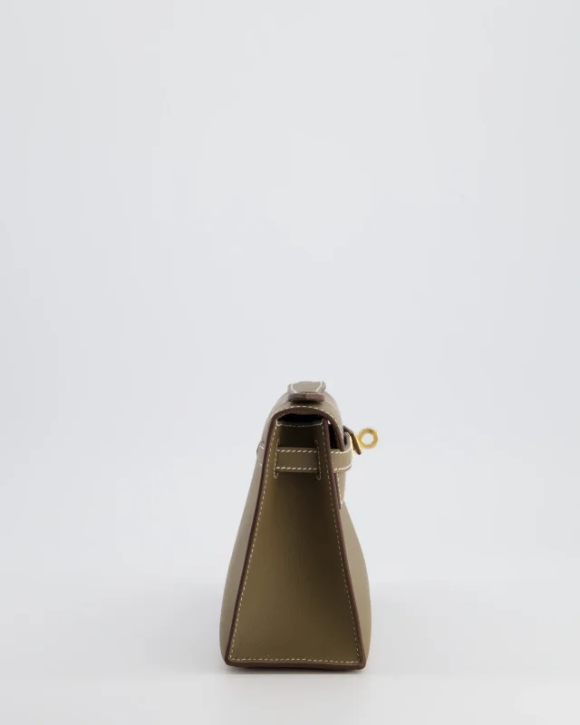 Hermès Kelly Pochette Bag in Taupe Swift leather from Sellier, photo 4 of 19