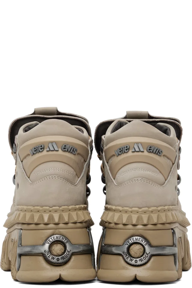 VETEMENTS Taupe New Rock Edition Fire Platform Sneakers, photo 2 of 5 from SSENSE
