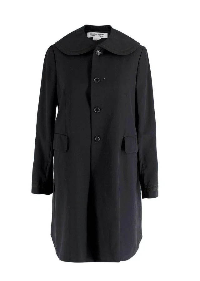 Comme des Garçons Black Coat with Peter Pan Collar in Black Wool from HEWI