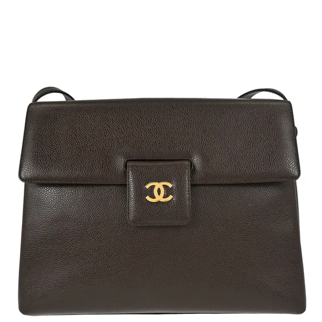 Chanel 1997-1999 Brown Caviar Skin Shoulder Bag in Brown Caviar leather from AMORE Vintage Tokyo