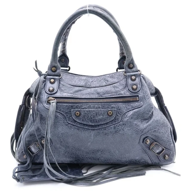 Balenciaga the Town Handbag Navy Leather Gold in Navy Leather from The Reluxe