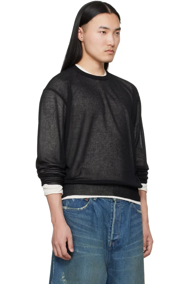 ssstein Black Knit Crew Neck LS Sweater, photo 2 of 5 from SSENSE
