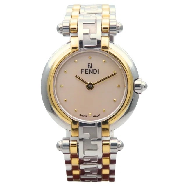 Fendi Watch Orologi 760 L Stainless Steel Silver Gold Dial White Shell Zucca in White from The Reluxe