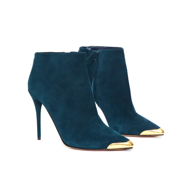 Alexander McQueen Emerald Blue Suede Boots 39.5 in Blue Suede from Revivre Luxury Consignment