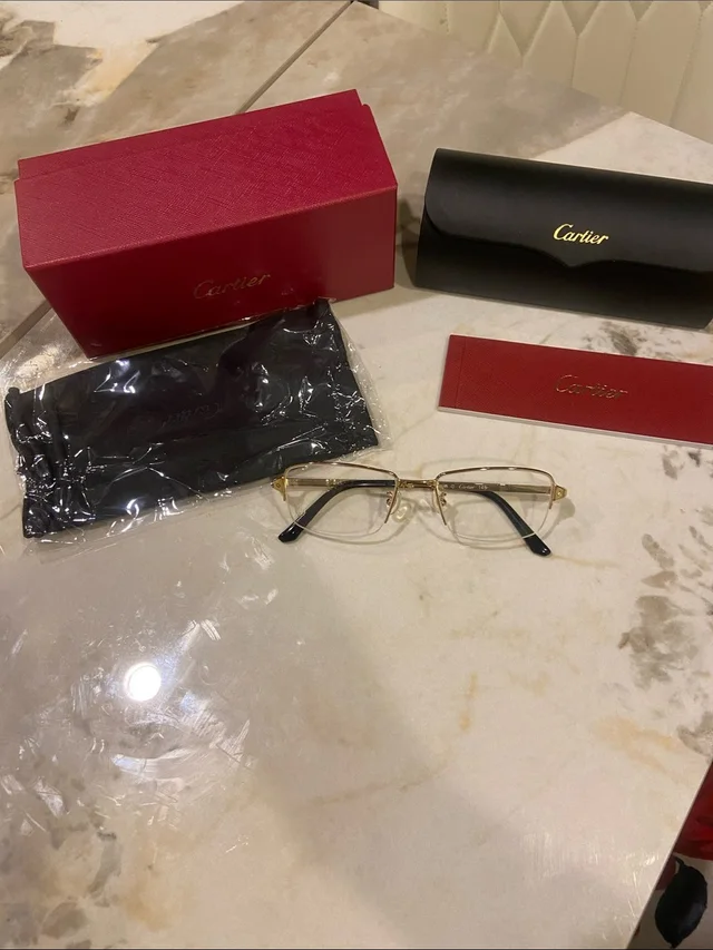 Cartier Gold And Black Rimless Rectangle Glasses in black|gold from Poshmark