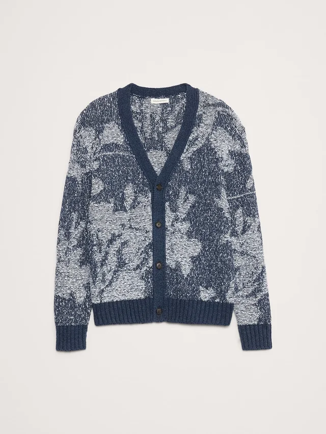 Banana Republic Floral Cotton-Linen Blend Cardigan in Blue Gray, photo 4 of 5 from Banana Republic (Canada)