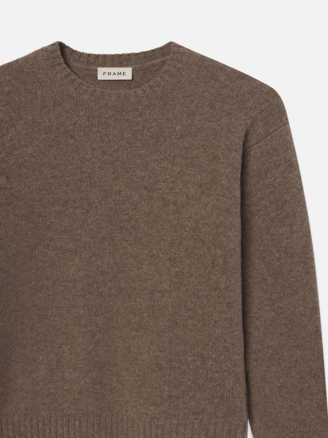 FRAME Yak Blend Sweater in DARK TAUPE Wool, photo 2 of 8 from FRAME