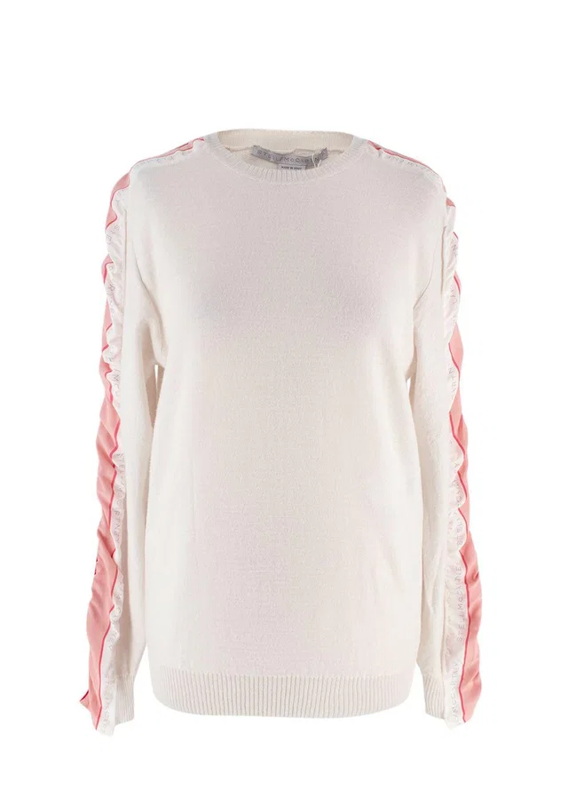 Stella McCartney Beige Contrast Sleeve Wool Sweater in Beige Wool from HEWI
