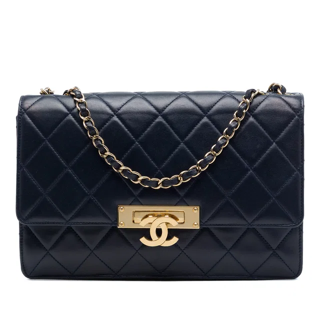 Blue Chanel Quilted Lambskin Golden Class Flap Shoulder Bag in Blue Lambskin from Designer Revival