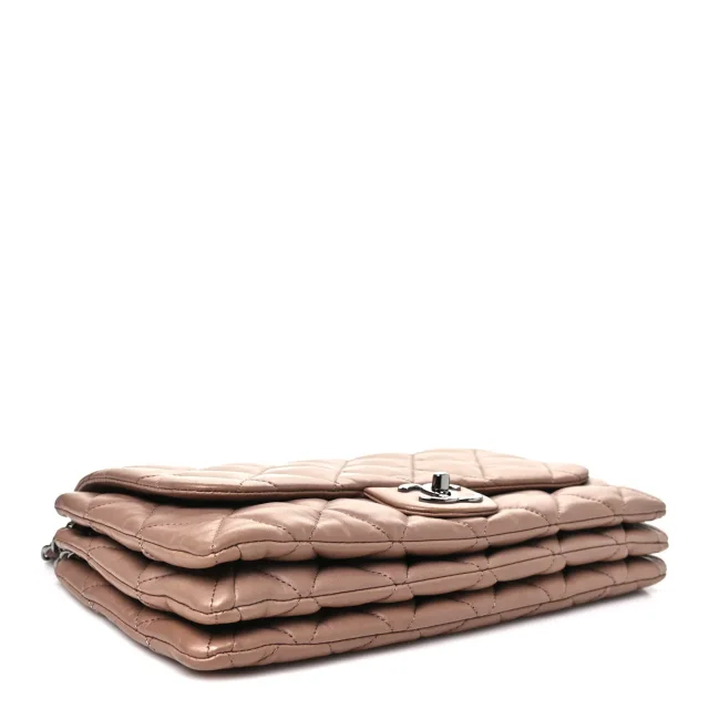 Quilted Chanel 3 Accordion Flap Bag Dark Beige in Beige Lambskin from FASHIONPHILE, photo 4 of 10