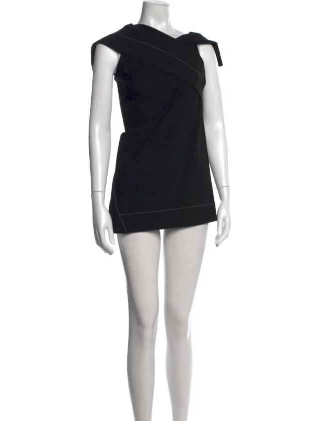 Jil Sander Asymmetrical Mini Dress in black from The RealReal