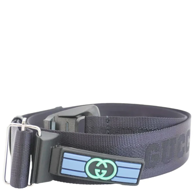 Gucci GG Crystal Nylon Belt Size 100.40 Blue 778889 in Blue Nylon from Dallas Designer Handbags
