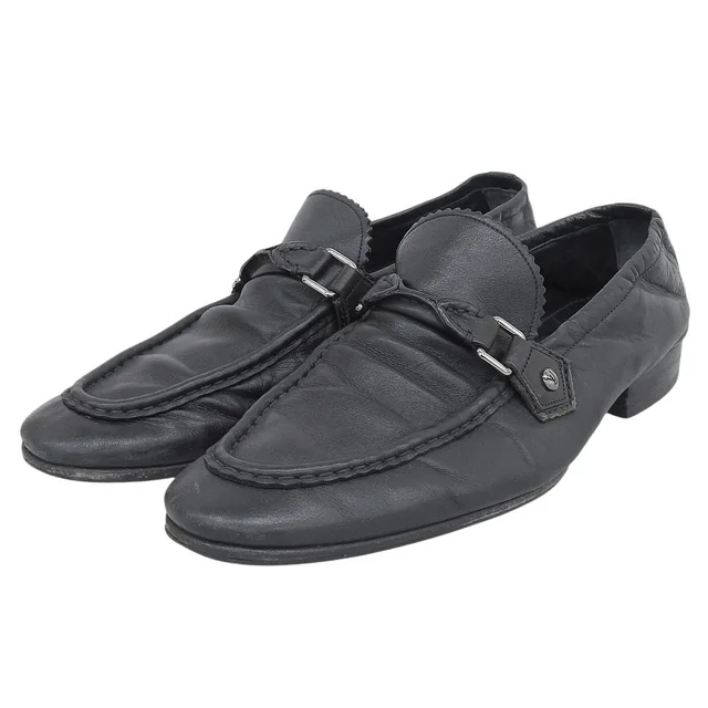 Louis Vuitton Loafers Shoes Leather Black 9.5 in Black Leather from The Reluxe