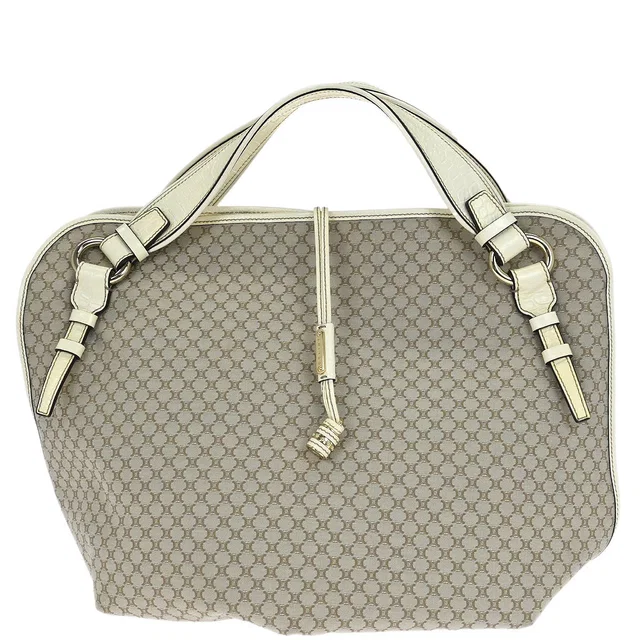 Celine Beige Bittersweet Macadam Handbag in Beige Canvas from AMORE Vintage Tokyo