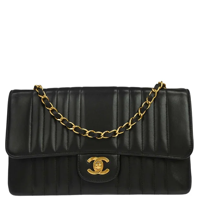 Chanel 1991-1994 Black Lambskin Mademoiselle Single Flap Shoulder Bag in Black Lambskin from AMORE Vintage Tokyo