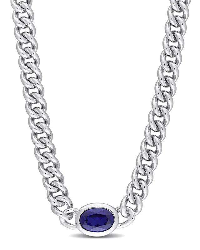 Rina Limor Silver 1.27 ct. tw. Sapphire Curb Link Chain Necklace, image 1 of 1 from Rue La La