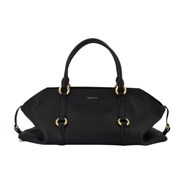 Alexander McQueen Farringdon Maxi Shoulder Bag — Black Calfskin in Black Calfskin from HEWI