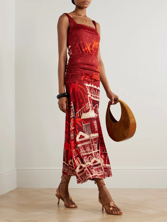 JOHANNA ORTIZ Plant Of Joy draped printed satin-jersey maxi dress in Red, photo 2 of 2 from NET-A-PORTER (Canada)