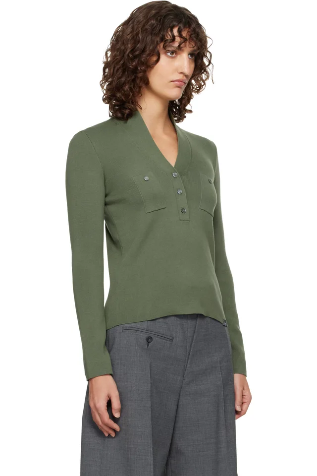 MM6 Maison Margiela Khaki Cotton Sweater, photo 2 of 4 from SSENSE