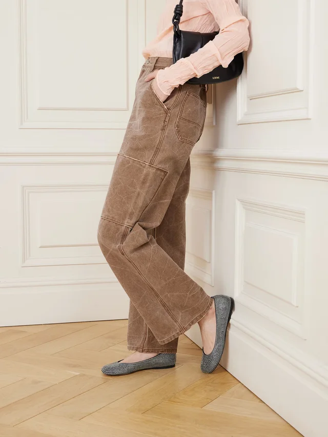 LOEWE Crystal-embellished suede ballet flats in Black, photo 2 of 2 from NET-A-PORTER (Canada)