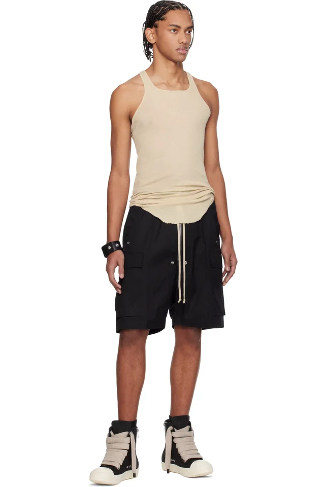 Rick Owens Black Temple Cargobela Shorts, photo 4 of 4 from SSENSE